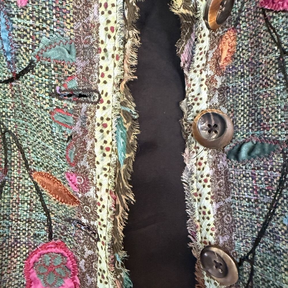 Vtg Canvasbacks Vest Art to Wear Floral Raw Edge Silk Granola Earthy Indie Boho - Picture 4 of 10